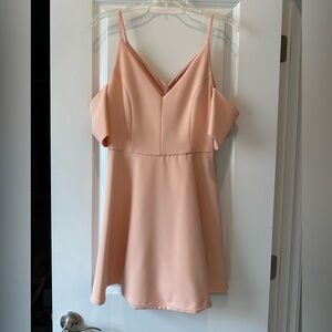 Elegant Blush Off-Shoulder Semi Formal Dress